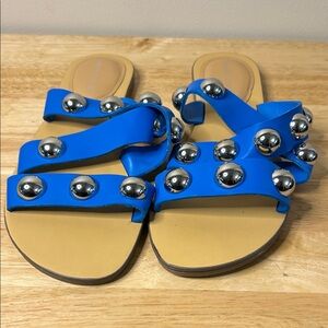 Marc Fisher Blue Sandals with Silver Studs